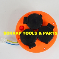 Verdeelplaat met 3 stopcontacten (IP44) 250V, 16A geaard en bedraad voor huidig model Black Master | BM300VP